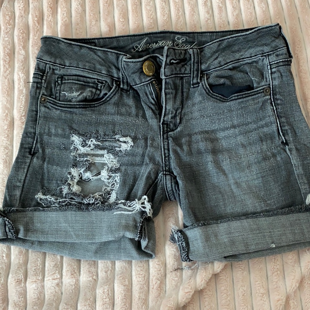 Black Denim Ripped Shorts